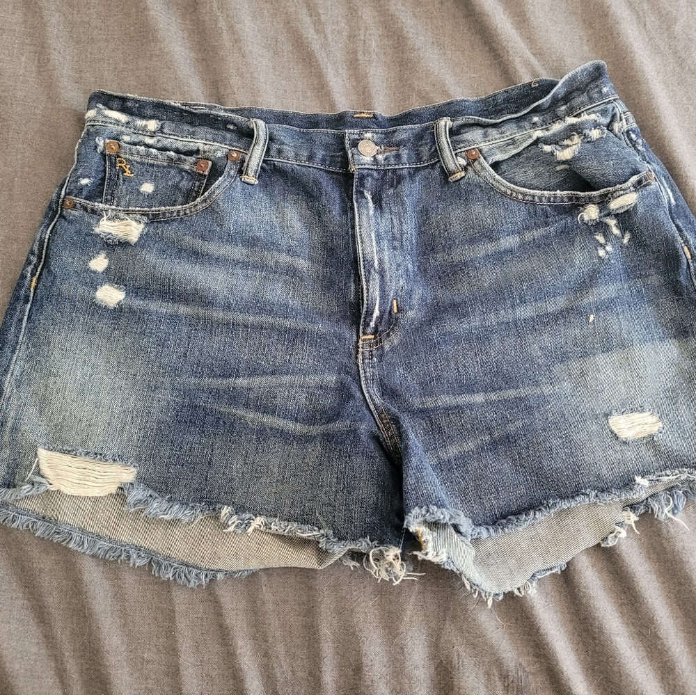 Ralph Lauren Blue Distressed Denim Shorts
